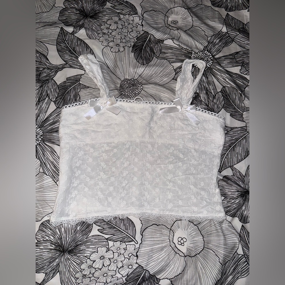 Coquette White Bow Top